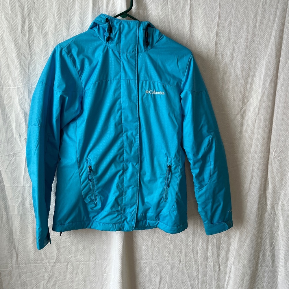 Columbia Water Repellent Omni-Shield Insulated Jacket Hooded Size Small Blue